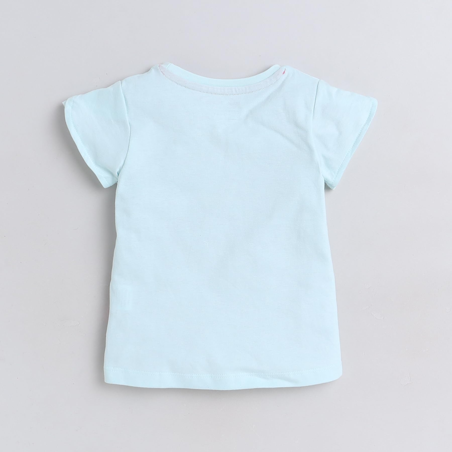 Blue casual pineapple printed tee for toddlers girls 100% cotton