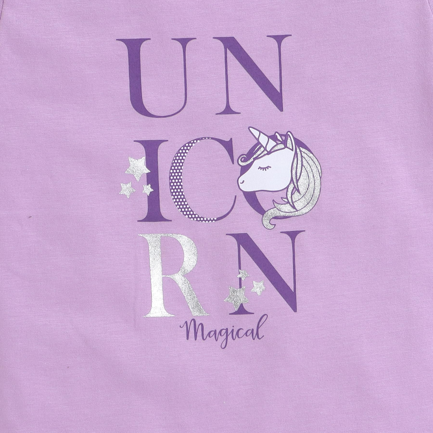 Unicorn printed purple casual tee for toddlers girls 100% cotton