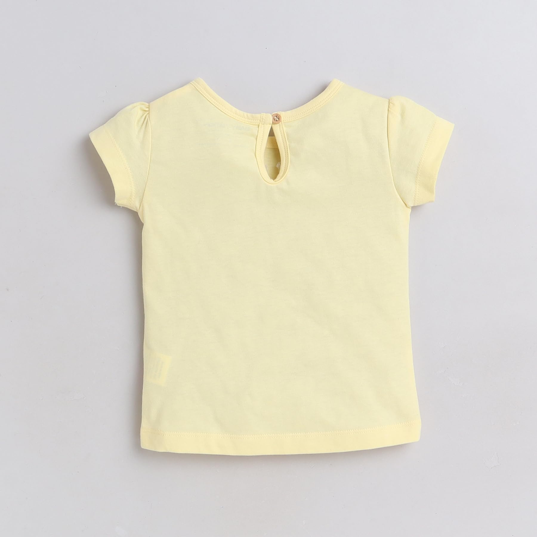 Yellow casual unicorn printed tee for toddlers girls 100% cotton