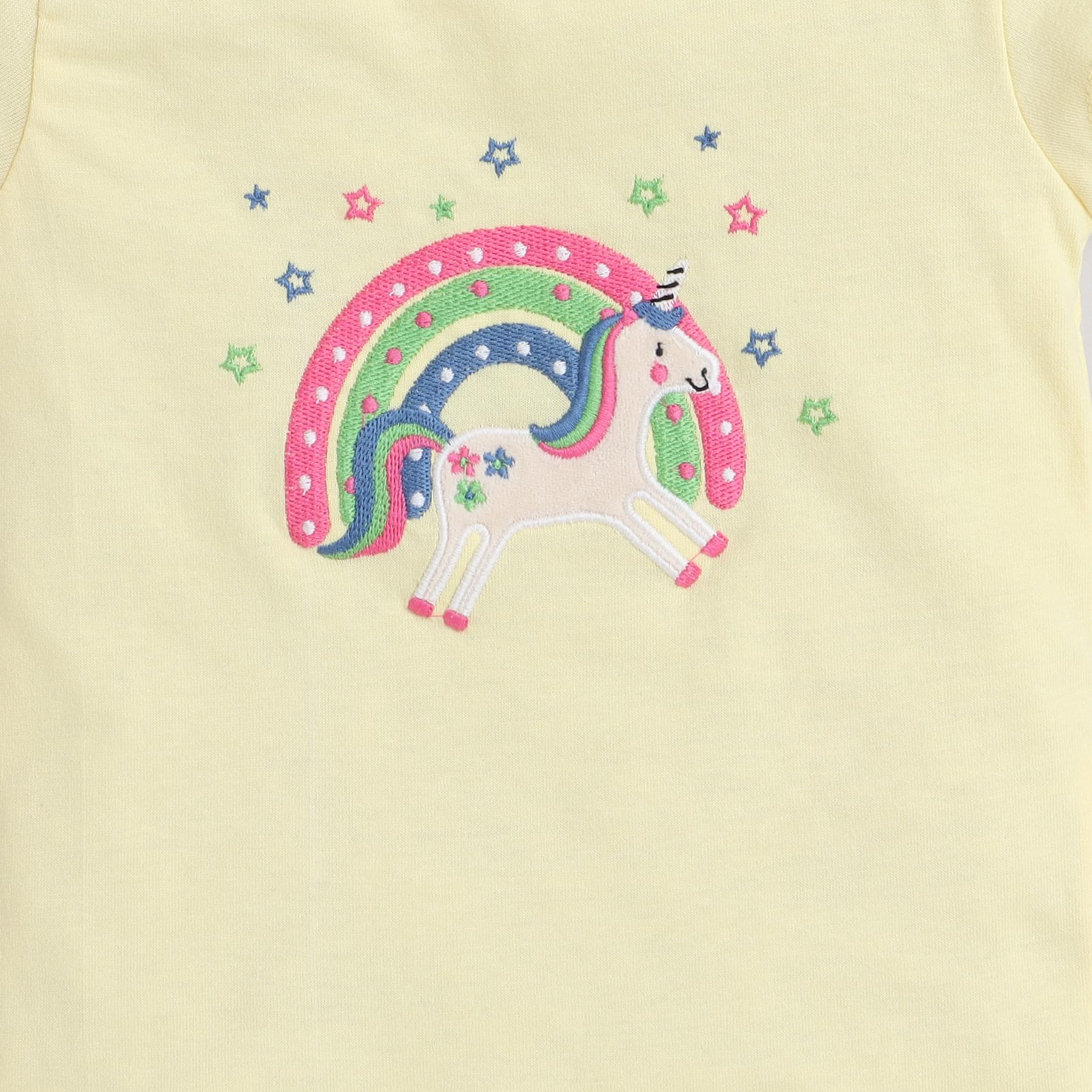 Yellow casual unicorn printed tee for toddlers girls 100% cotton
