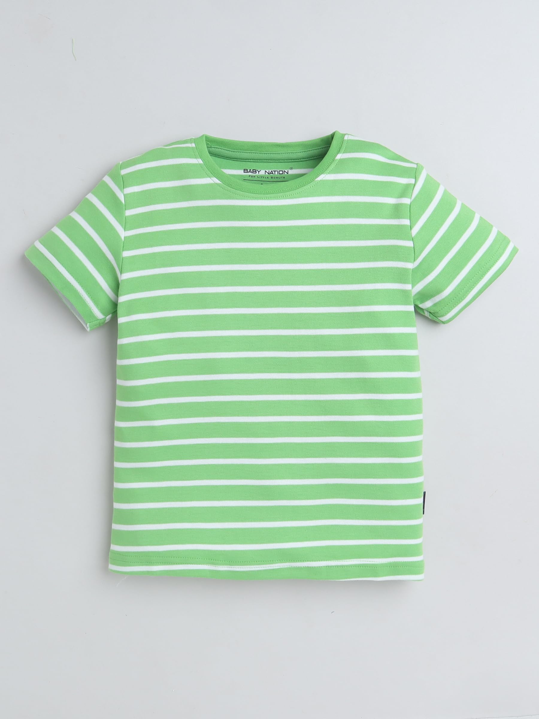 Baby Nation Cotton Half Sleeves Striped Coordinating Tee & Shorts Set