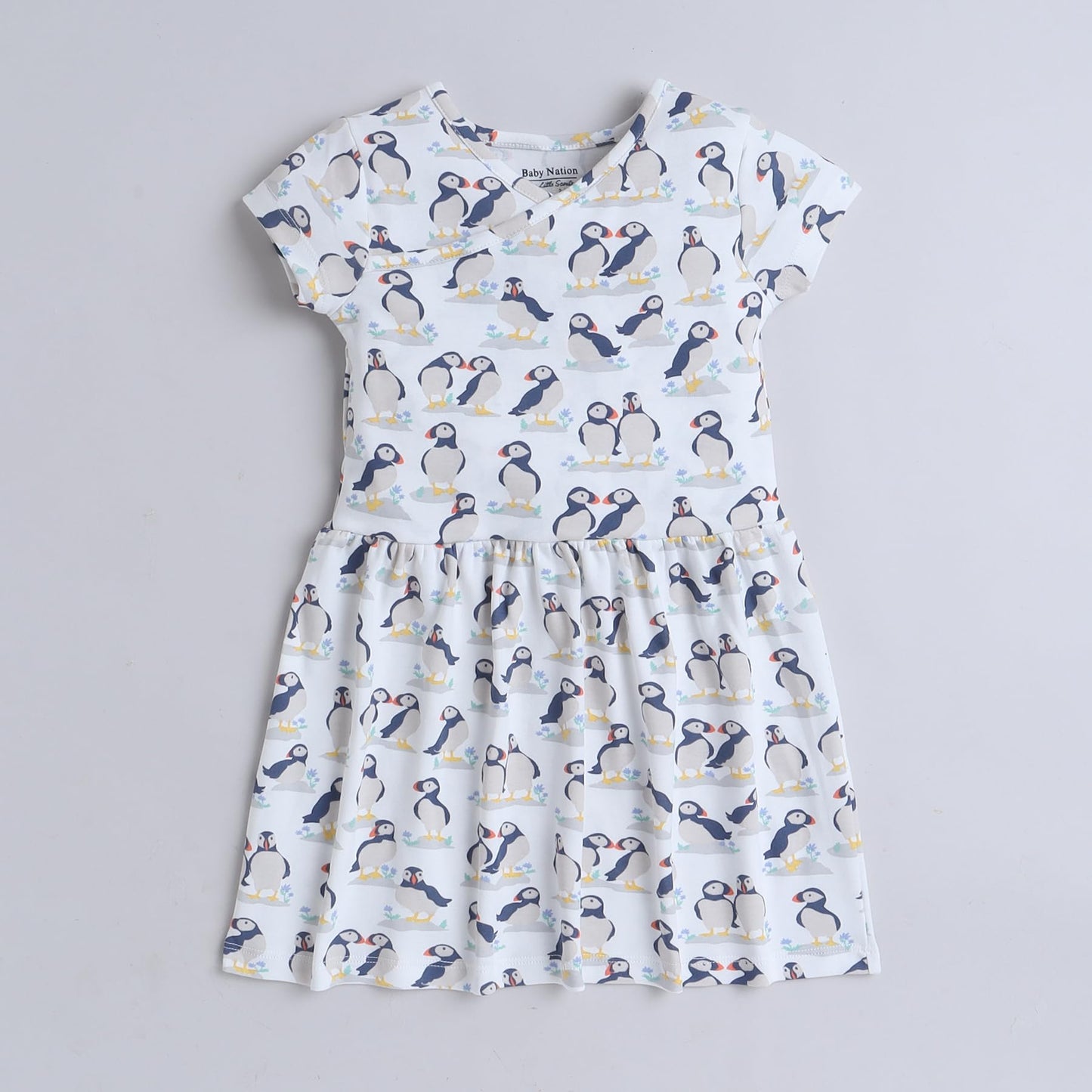 Baby Nation Girls Short Sleeve Pattern 100% Cotton Dress