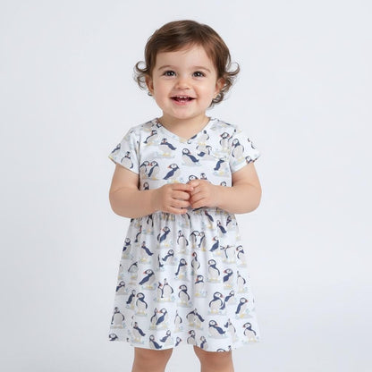 Baby Nation Girls Short Sleeve Pattern 100% Cotton Dress