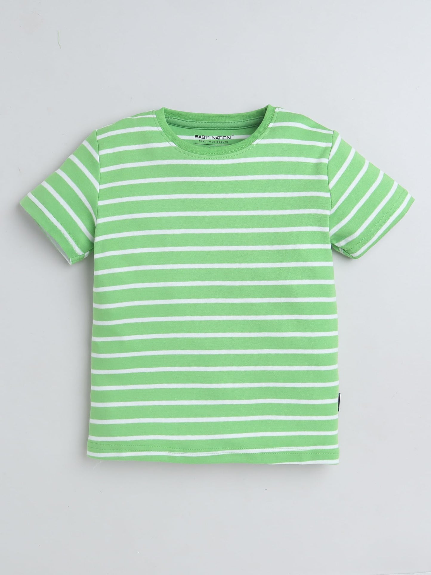 Baby Nation Cotton Half Sleeves Striped Coordinating Tee & Shorts Set