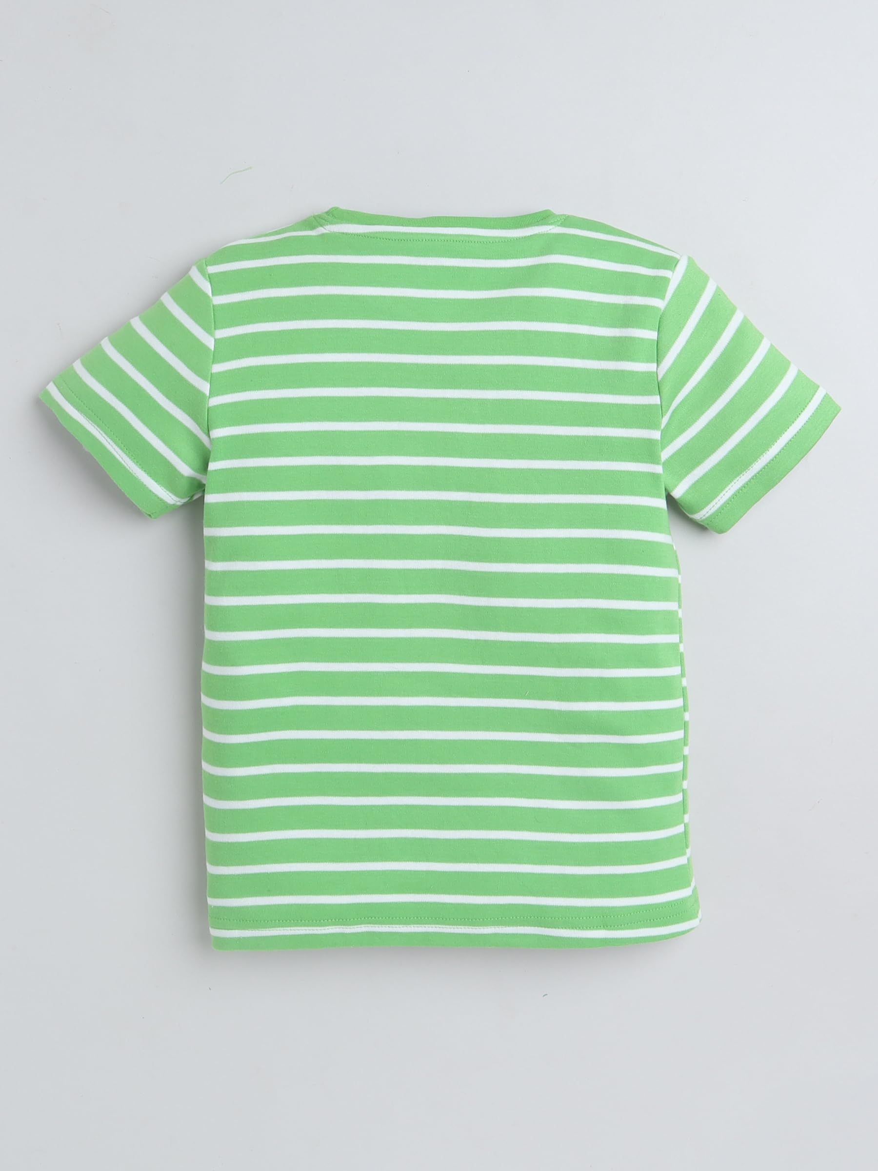 Baby Nation Cotton Half Sleeves Striped Coordinating Tee & Shorts Set