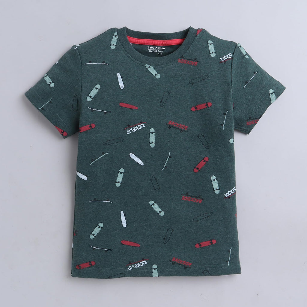 Baby Nation Printed Boys Cotton T-Shirt, Casual Short Sleeve