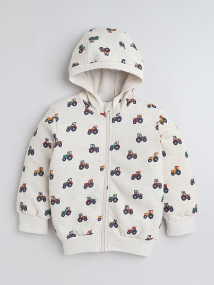 Baby Nation Printed Cotton Long Sleeves Hooded Sweatshirt for Boys 100% Cotton Kids Winter Wear Comfortable Warm