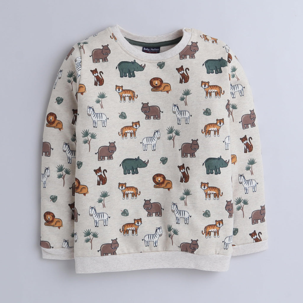 Baby Nation Unisex Kids Sweatshirt Printed Full Sleeve Light Winter Wear for Boys and Girls