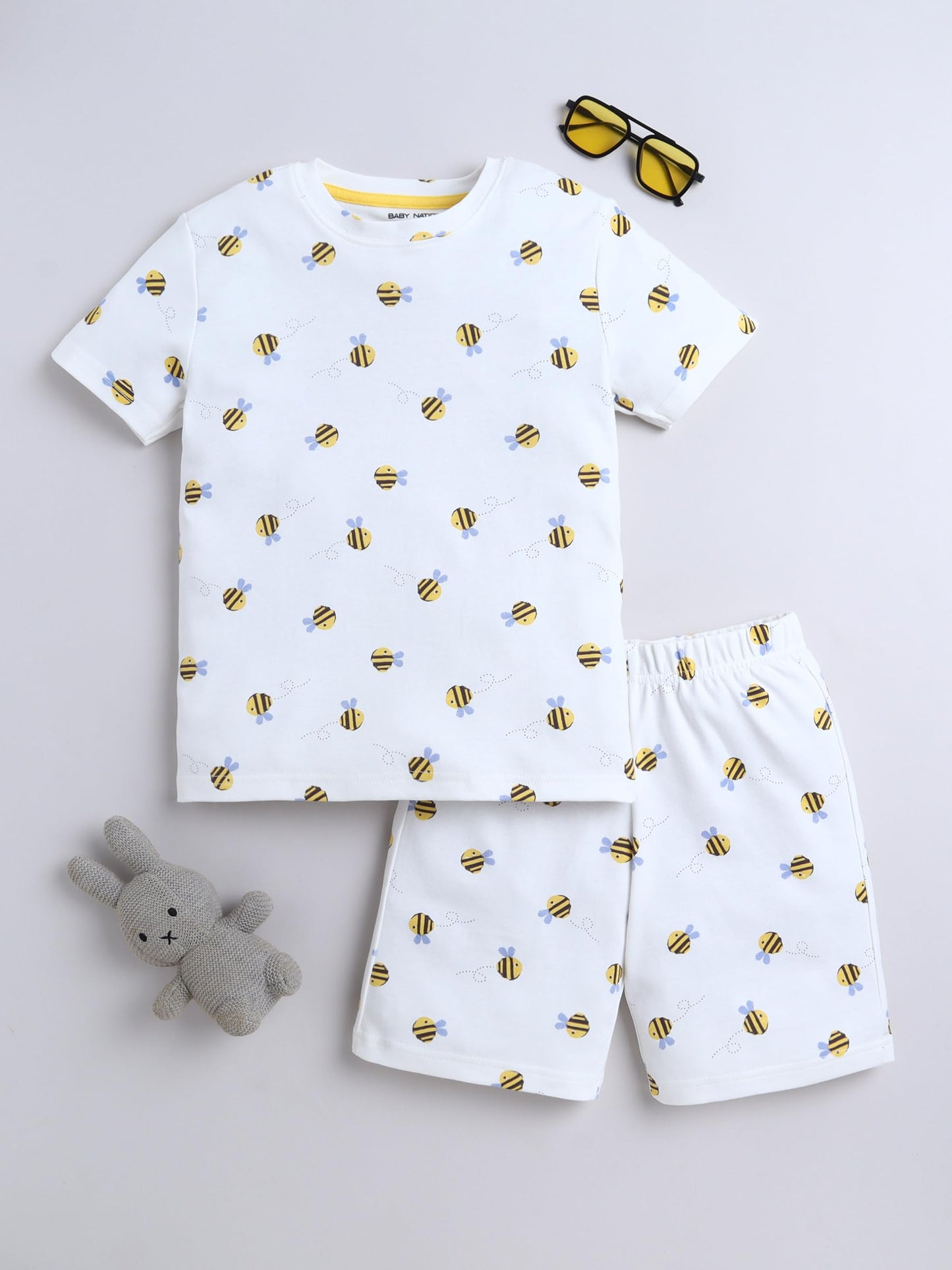 Baby Nation Cotton Half Sleeves Pattern Coordinating Tee & Shorts Set