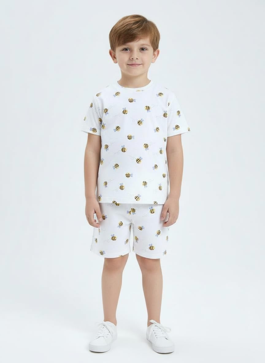 Baby Nation Cotton Half Sleeves Pattern Coordinating Tee & Shorts Set