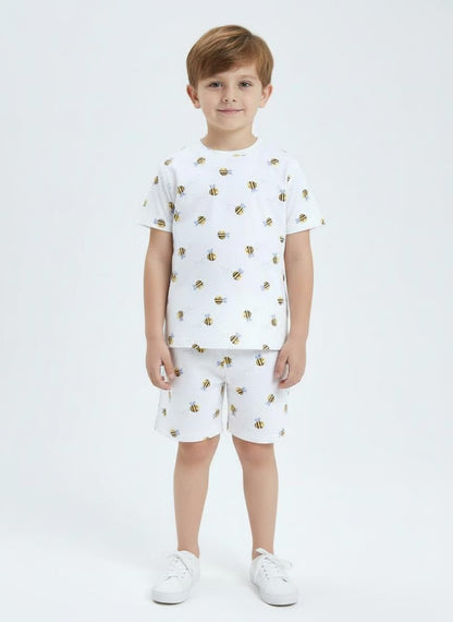 Baby Nation Cotton Half Sleeves Pattern Coordinating Tee & Shorts Set