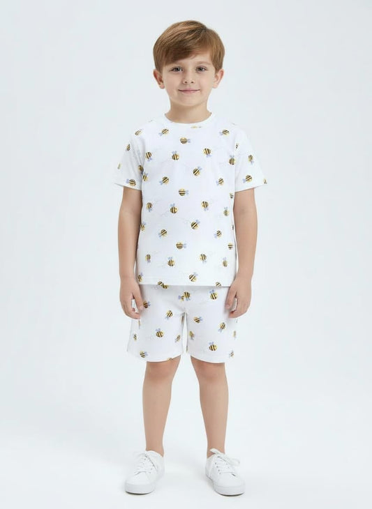 Baby Nation Cotton Half Sleeves Pattern Coordinating Tee & Shorts Set