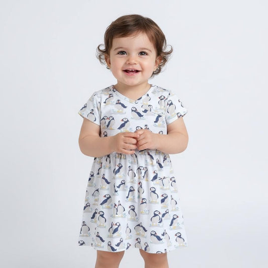 Baby Nation Girls Short Sleeve Pattern 100% Cotton Dress