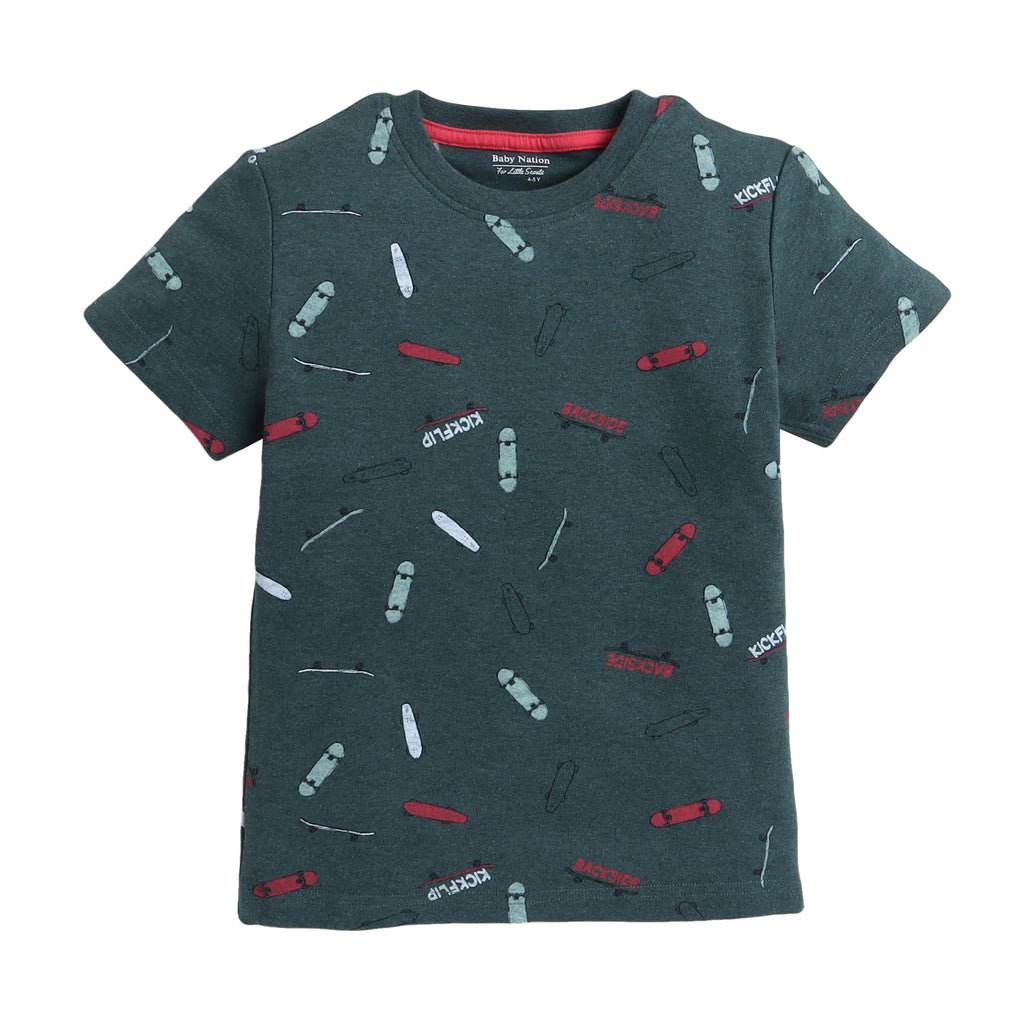 Baby Nation Printed Boys Cotton T-Shirt, Casual Short Sleeve