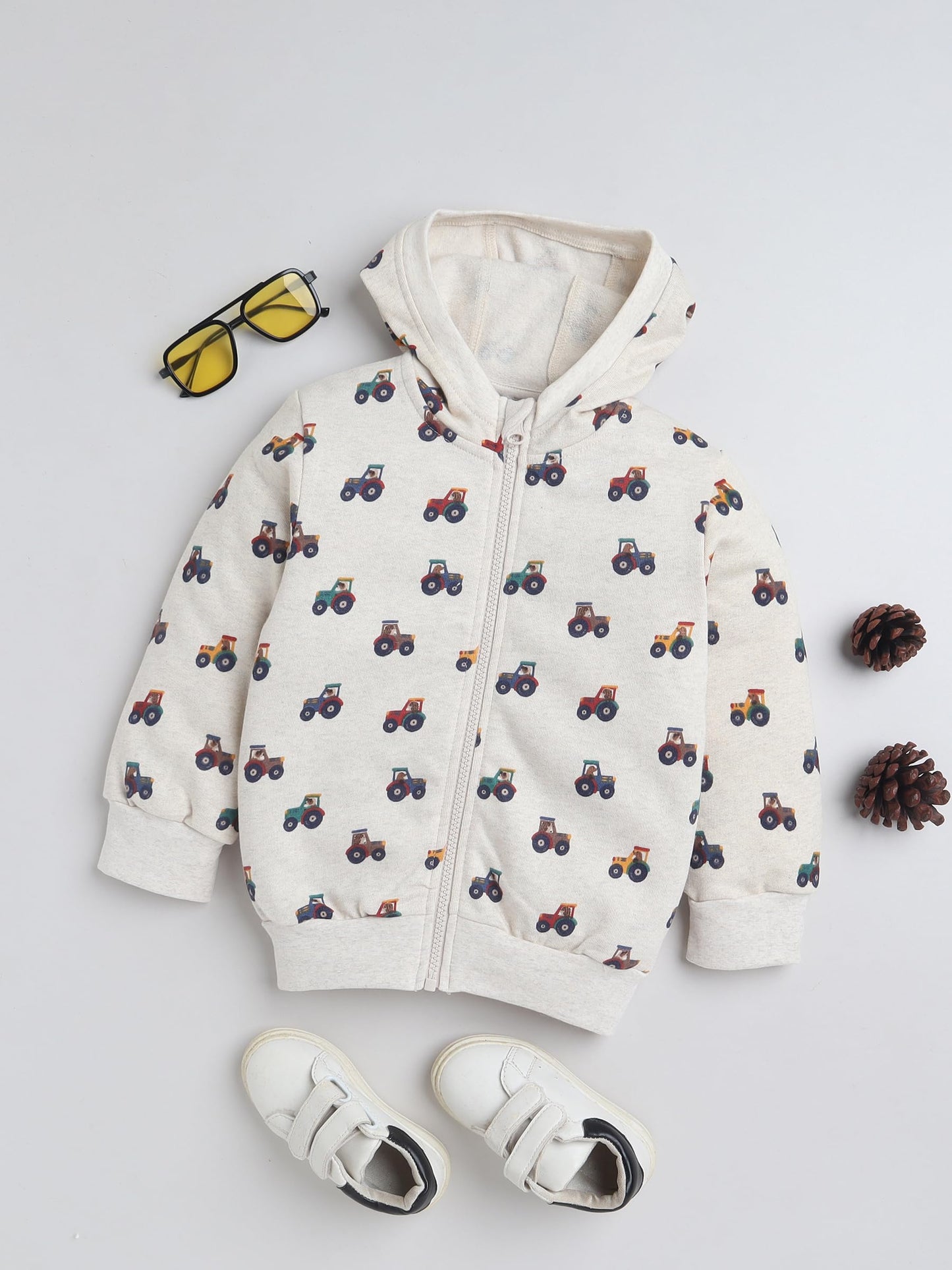 Baby Nation Printed Cotton Long Sleeves Hooded Sweatshirt for Boys 100% Cotton Kids Winter Wear Comfortable Warm