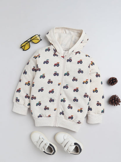 Baby Nation Printed Cotton Long Sleeves Hooded Sweatshirt for Boys 100% Cotton Kids Winter Wear Comfortable Warm