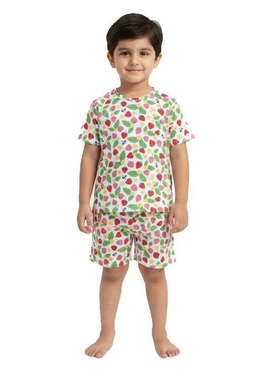 Baby Nation Cotton Half Sleeves Printed Pattern Coordinating Tee & Shorts Set