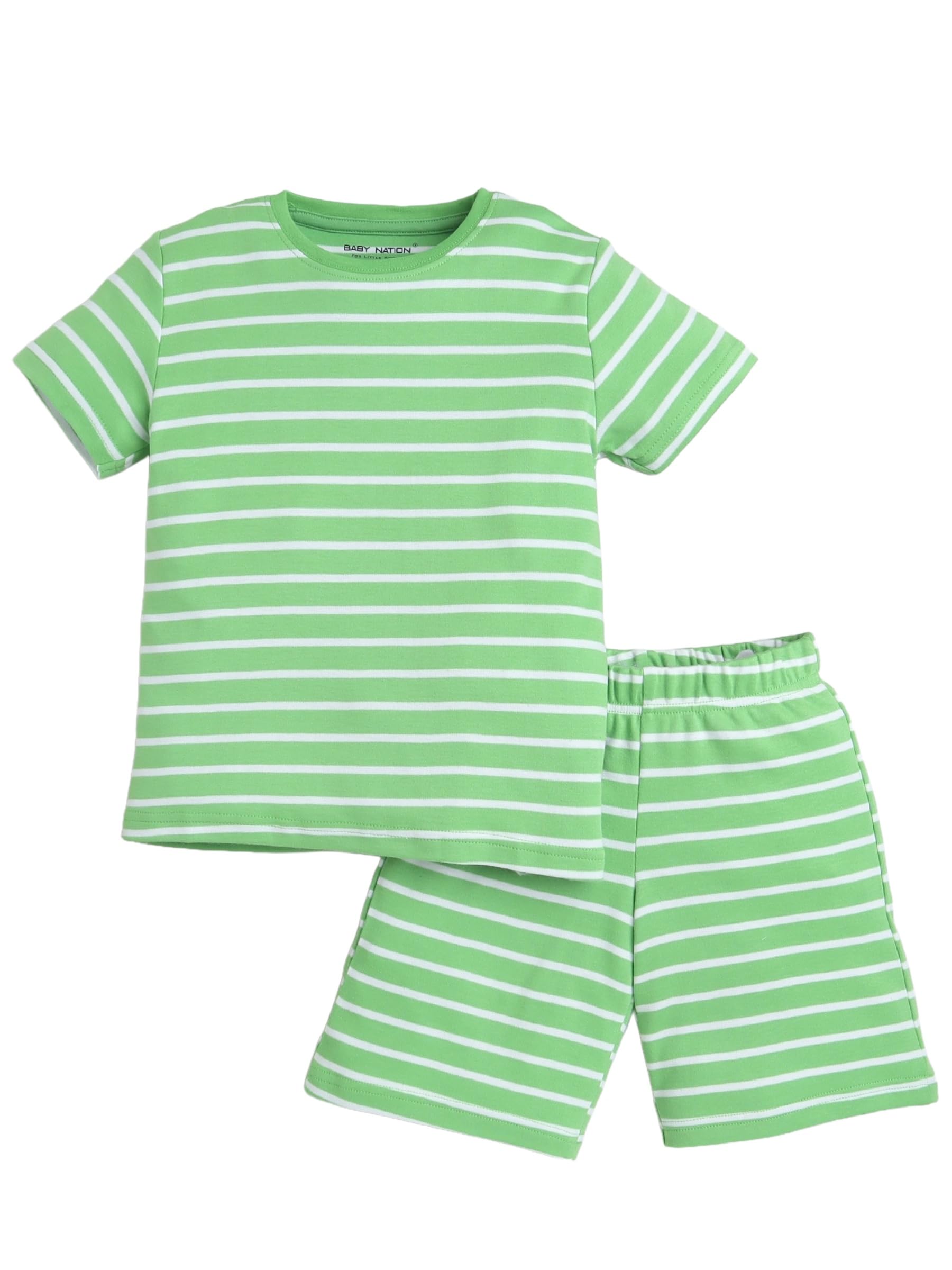 Baby Nation Cotton Half Sleeves Striped Coordinating Tee & Shorts Set