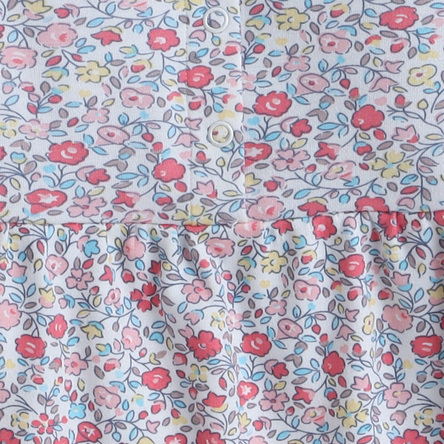 Baby Nation girls full sleeve cotton floral dress pink - fabric close-up detail