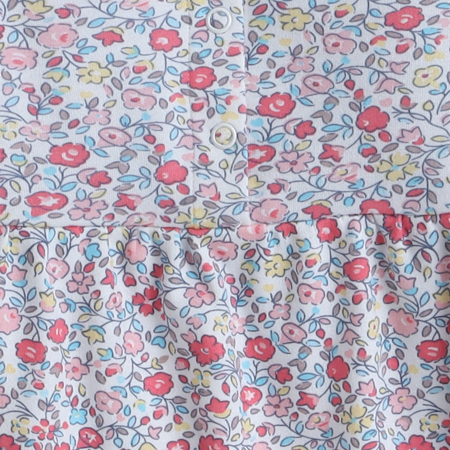 Baby Nation girls full sleeve cotton floral dress pink - fabric close-up detail