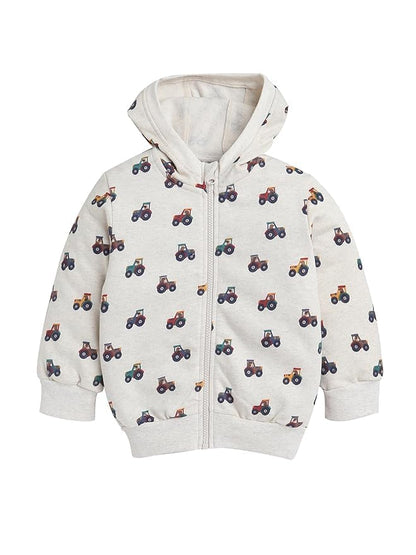 Baby Nation Printed Cotton Long Sleeves Hooded Sweatshirt for Boys 100% Cotton Kids Winter Wear Comfortable Warm