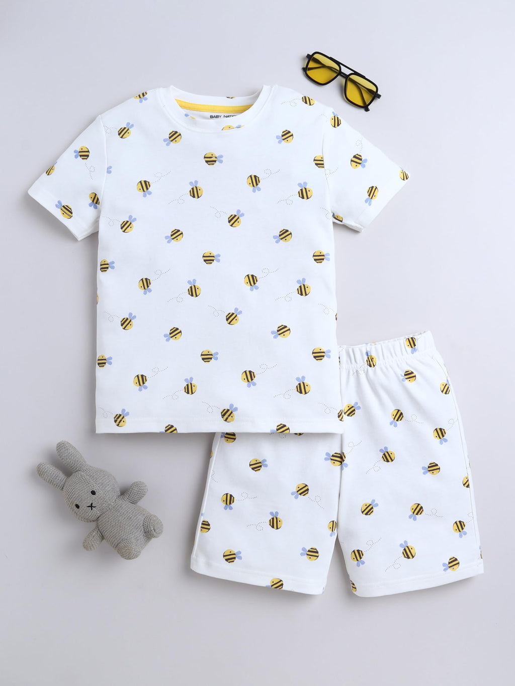 Baby Nation Cotton Half Sleeves Pattern Coordinating Tee & Shorts Set