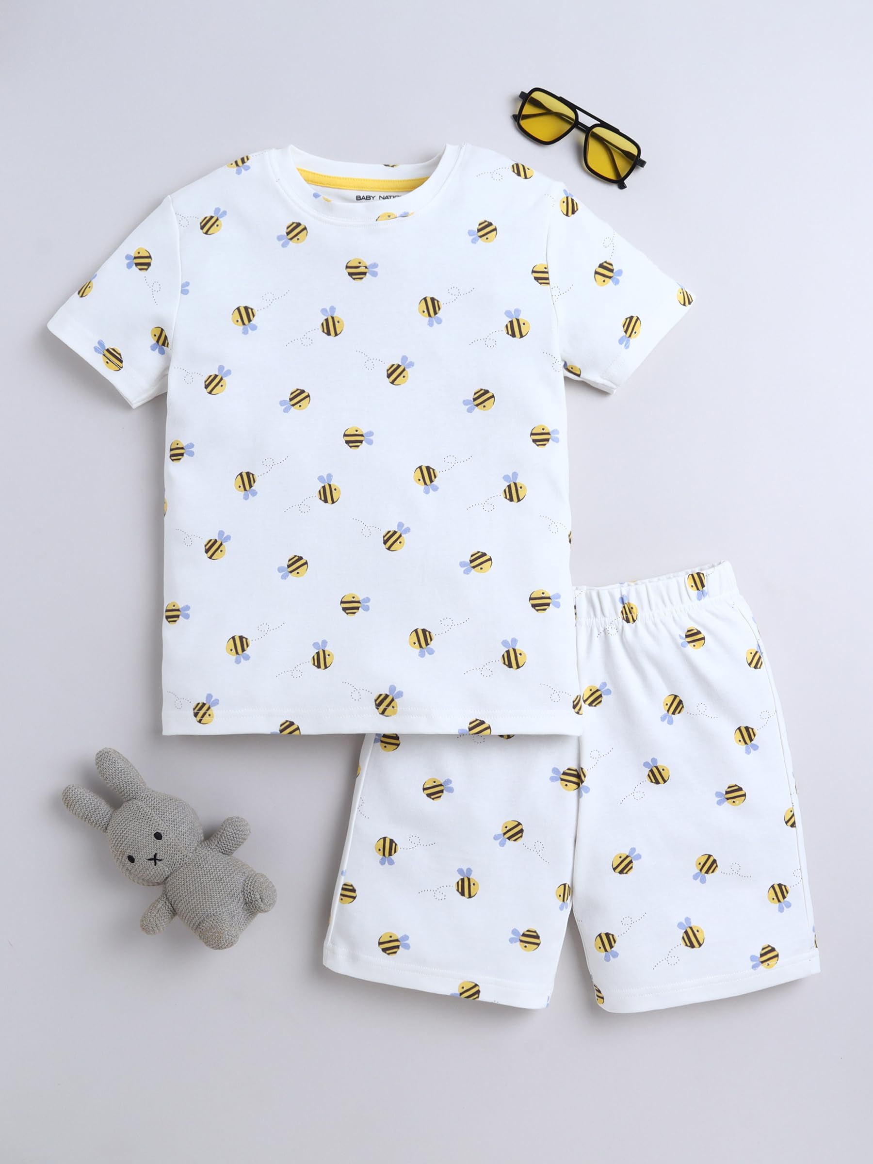 Baby Nation Cotton Half Sleeves Pattern Coordinating Tee & Shorts Set