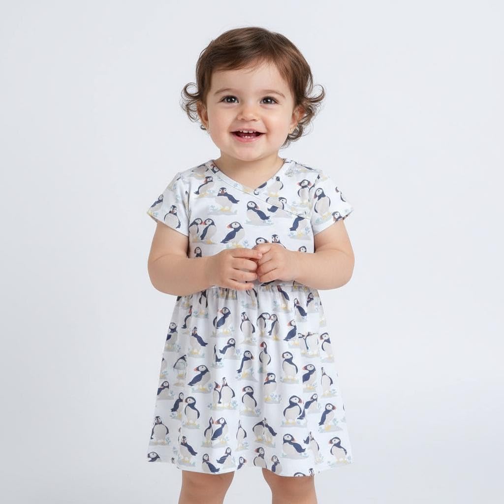 Baby Nation Girls Short Sleeve Pattern 100% Cotton Dress