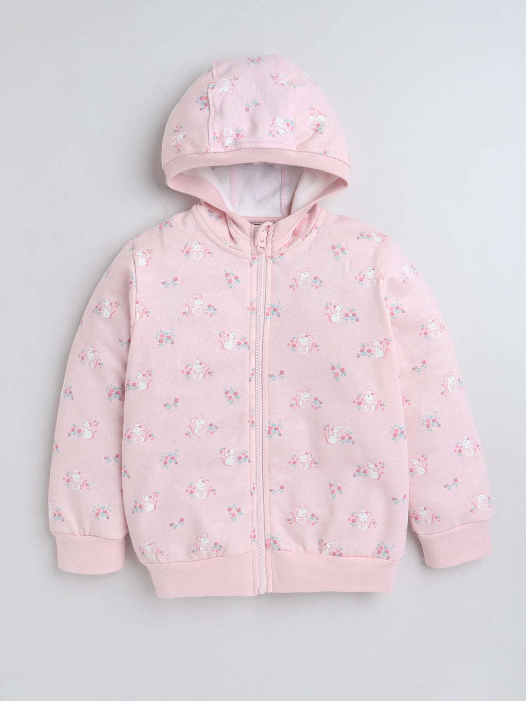 Girls pink cotton hooded sweatshirt – soft winter wear for kids