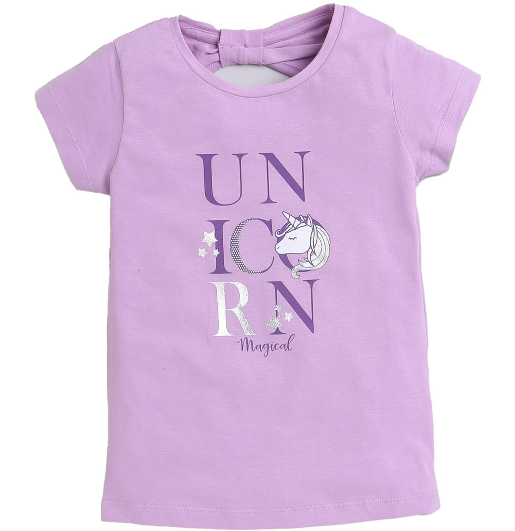 Unicorn printed purple casual tee for toddlers girls 100% cotton