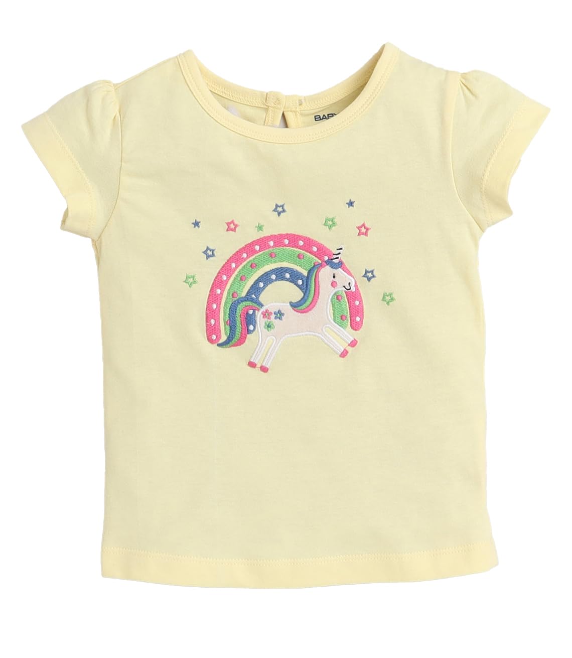 Yellow casual unicorn printed tee for toddlers girls 100% cotton